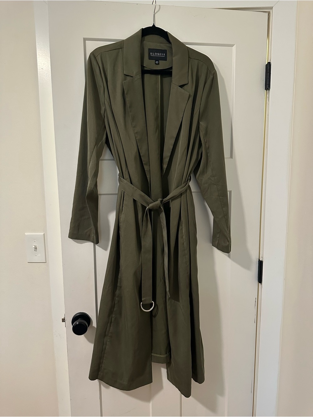 Eloquii Olive Green Long Belted Trench Coat - Plus Size 18/20